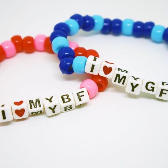 I Love my BF/GF Word Beaded Kandi Bracelet Set - Picture 2 of 5